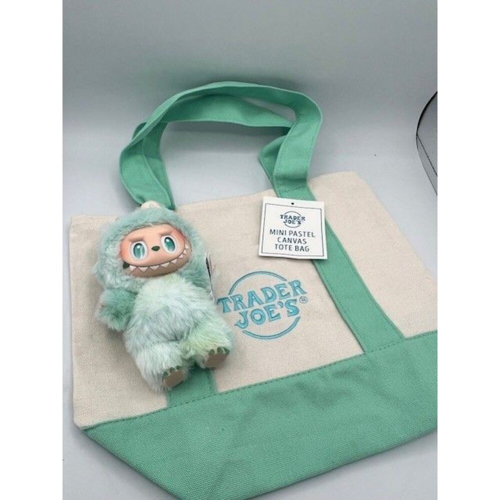 POP MART LABUBU Monsters Big Into Energy Serenity X Trader Joe’s Mini Tote Green